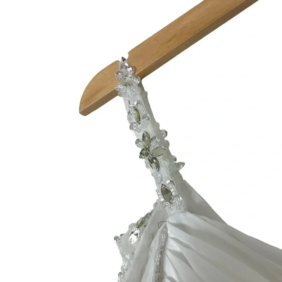 Jaeden | NWT Chiffon jeweled v-neck long beach wedding dress boho off sh… - Picture 8 of 14